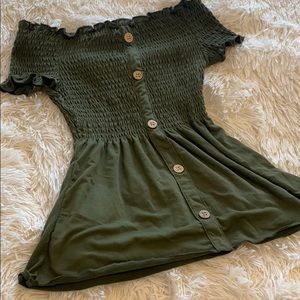 Army green off the shoulder top